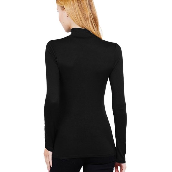 NWT-SOFT! Women's Rayon Jersey Turtleneck, Black - Picture 5 of 5